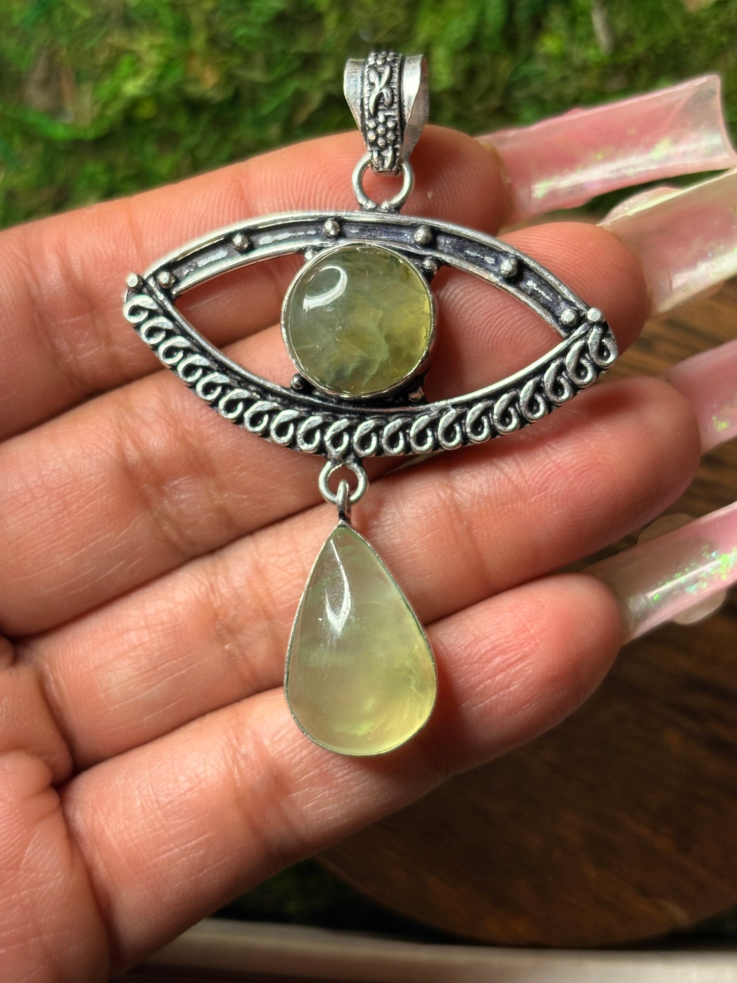 Prehnite Evil Eye 🧿 Pendant