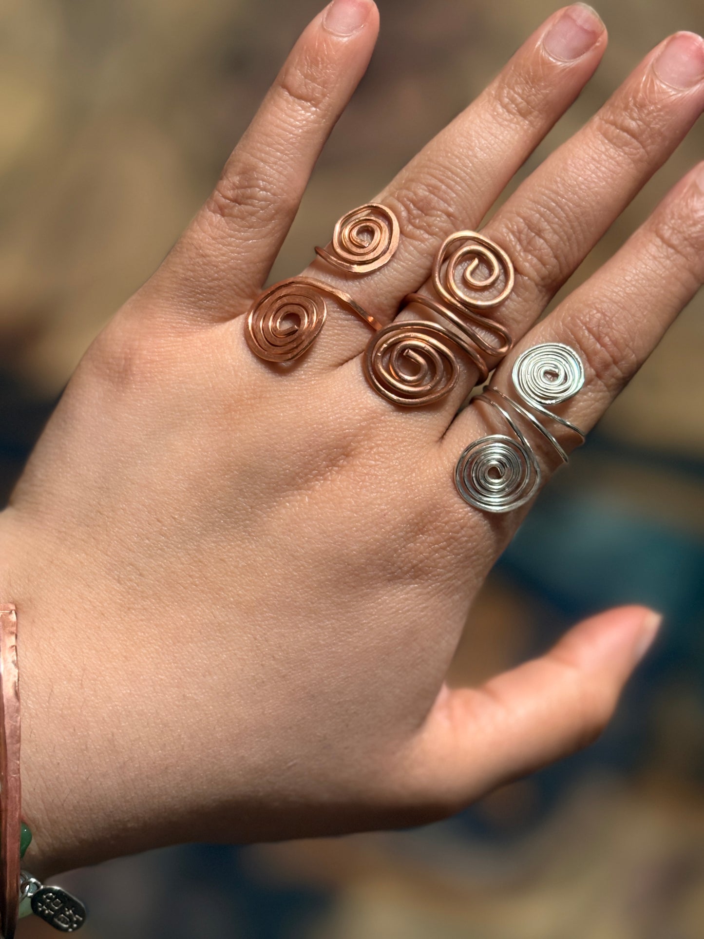 Swirly Adjustable Wire Rings