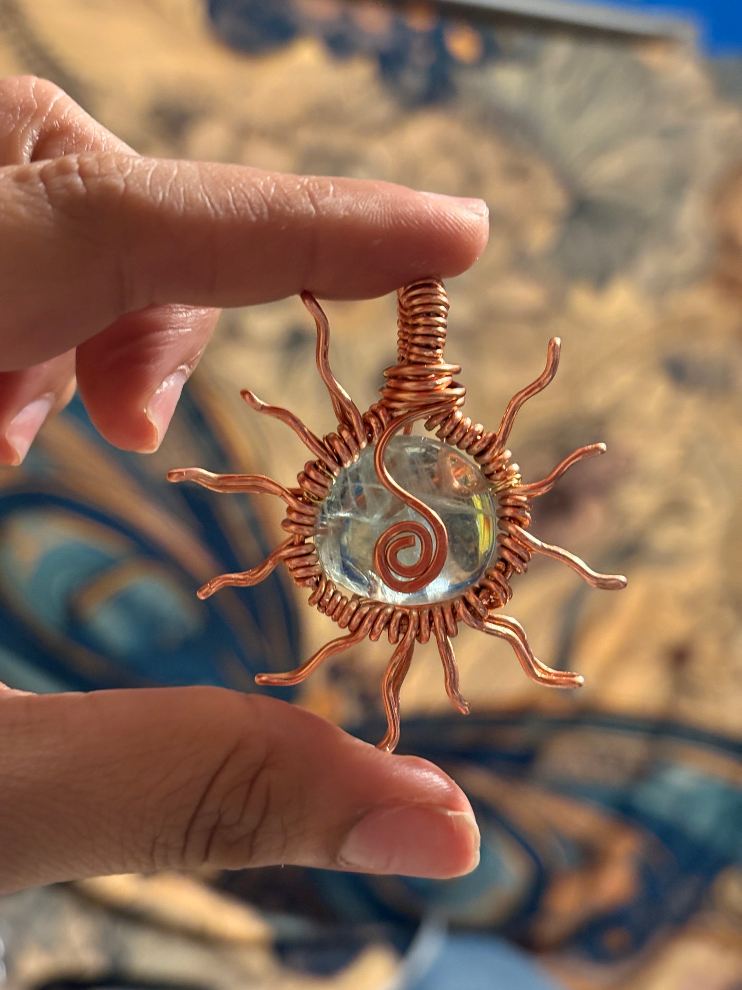 Flourite Sun Wrapped in Copper