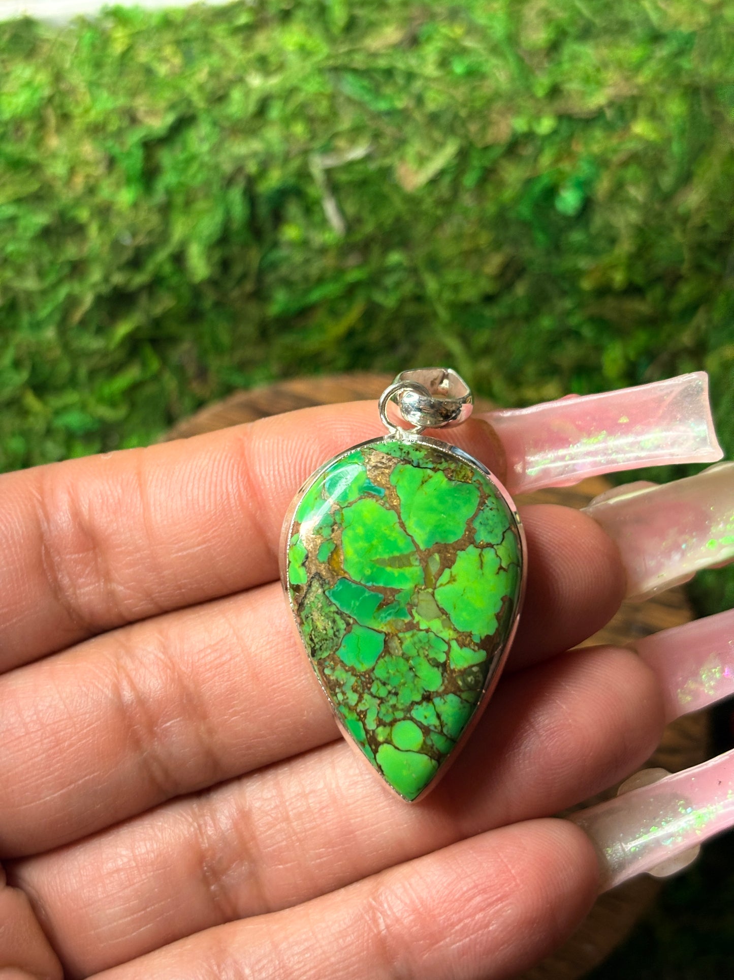 Green Copper Turquoise Pendant ✨