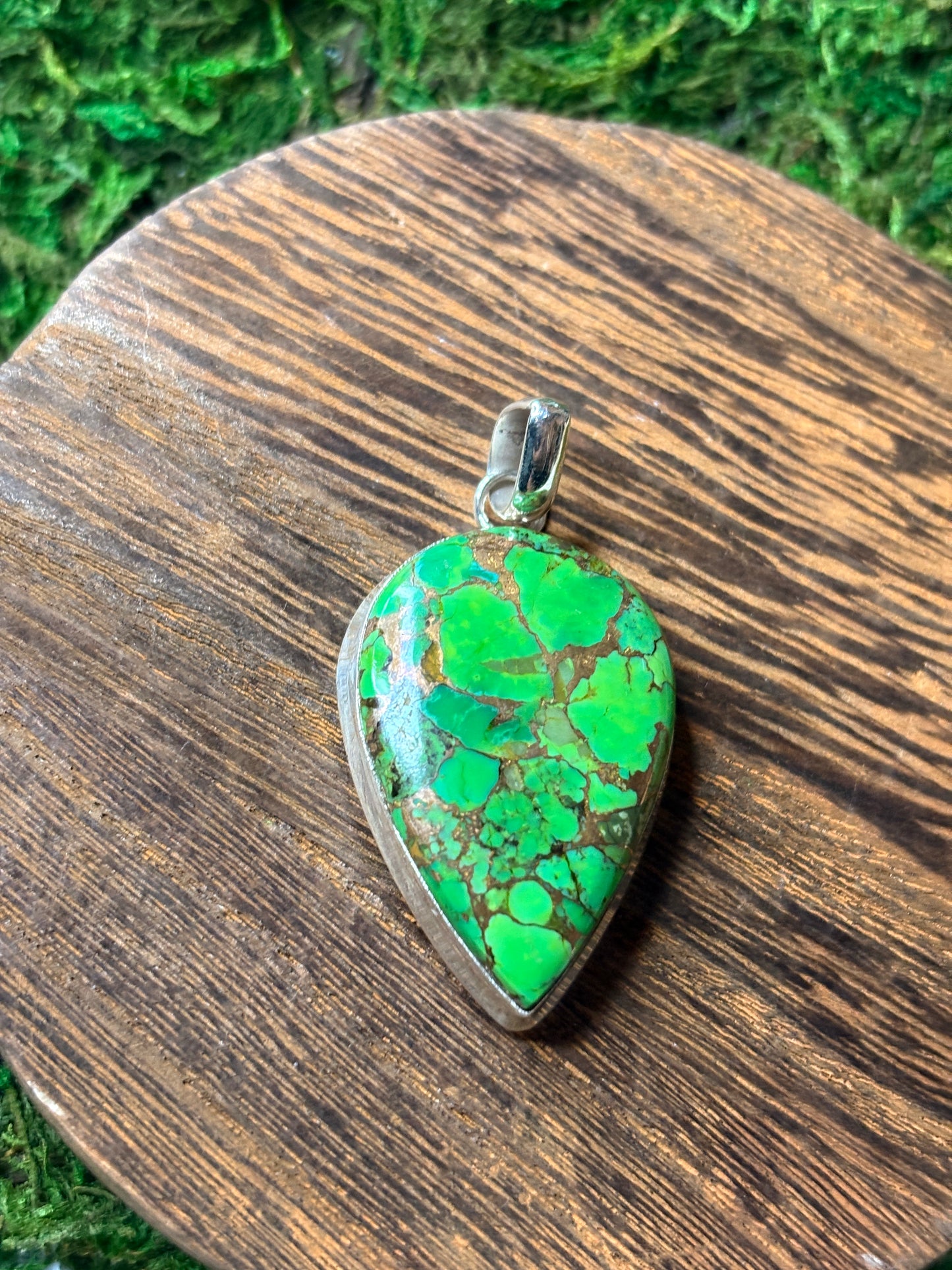 Green Copper Turquoise Pendant ✨