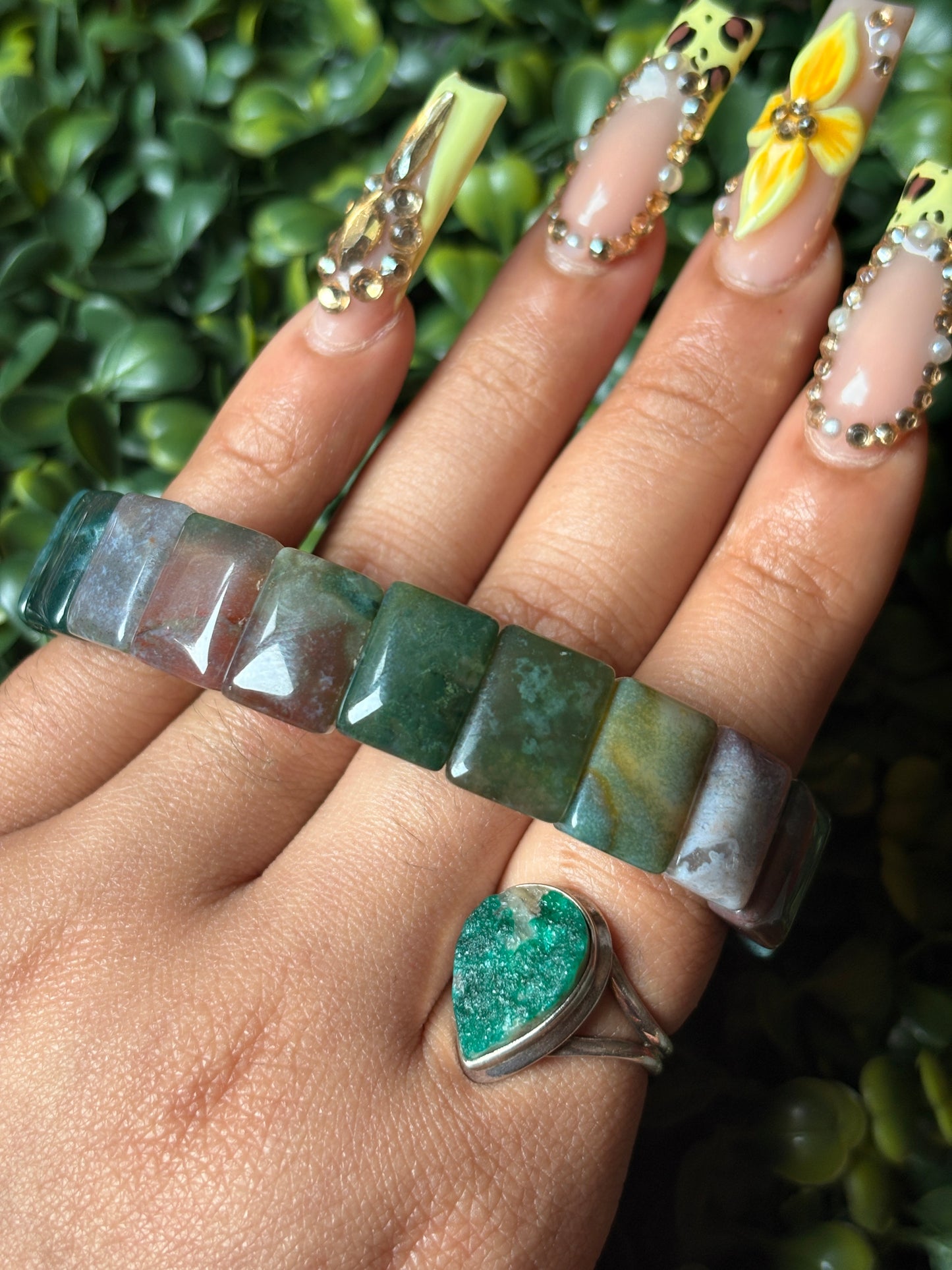 Moss Agate Bangle Bracelet