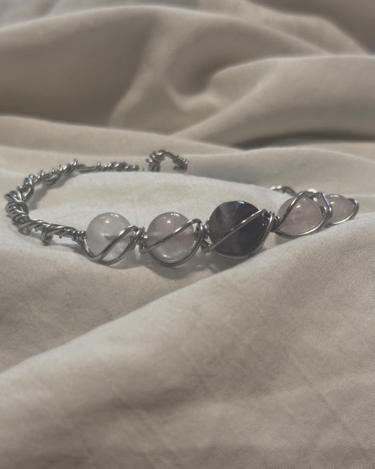 Rose Quartz & Amethyst Bangle