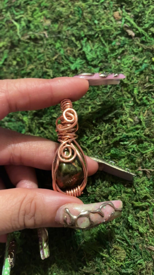 Unakite wrapped in copper